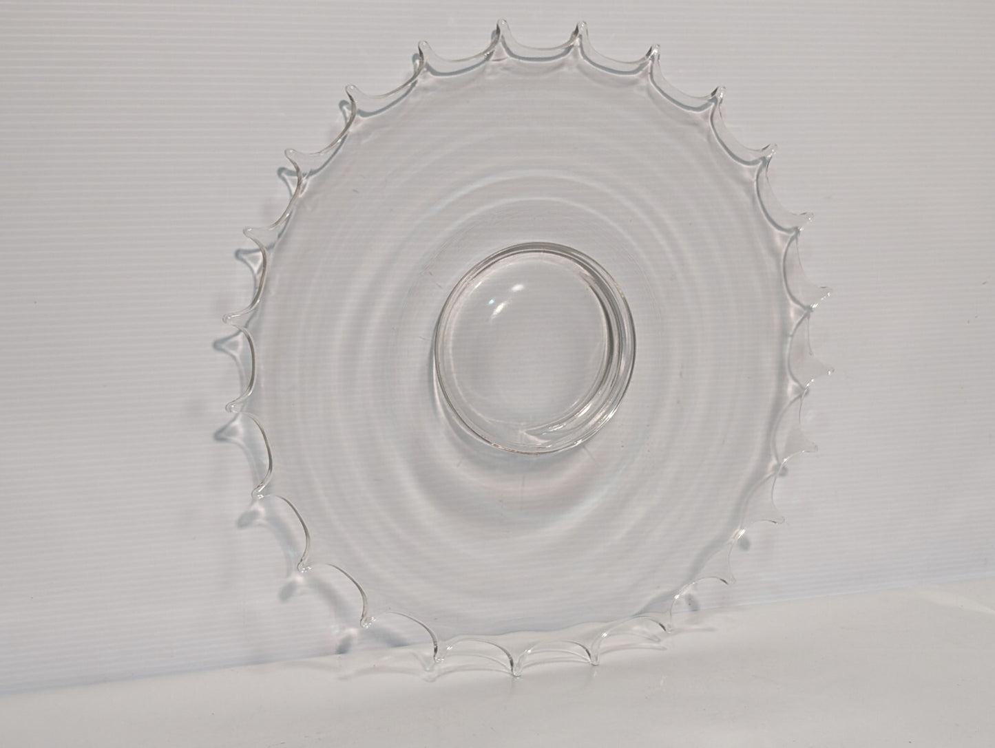 Vintage Glass Serving Platter \ Dish, 24 Point, 16.5" Wide, Clear