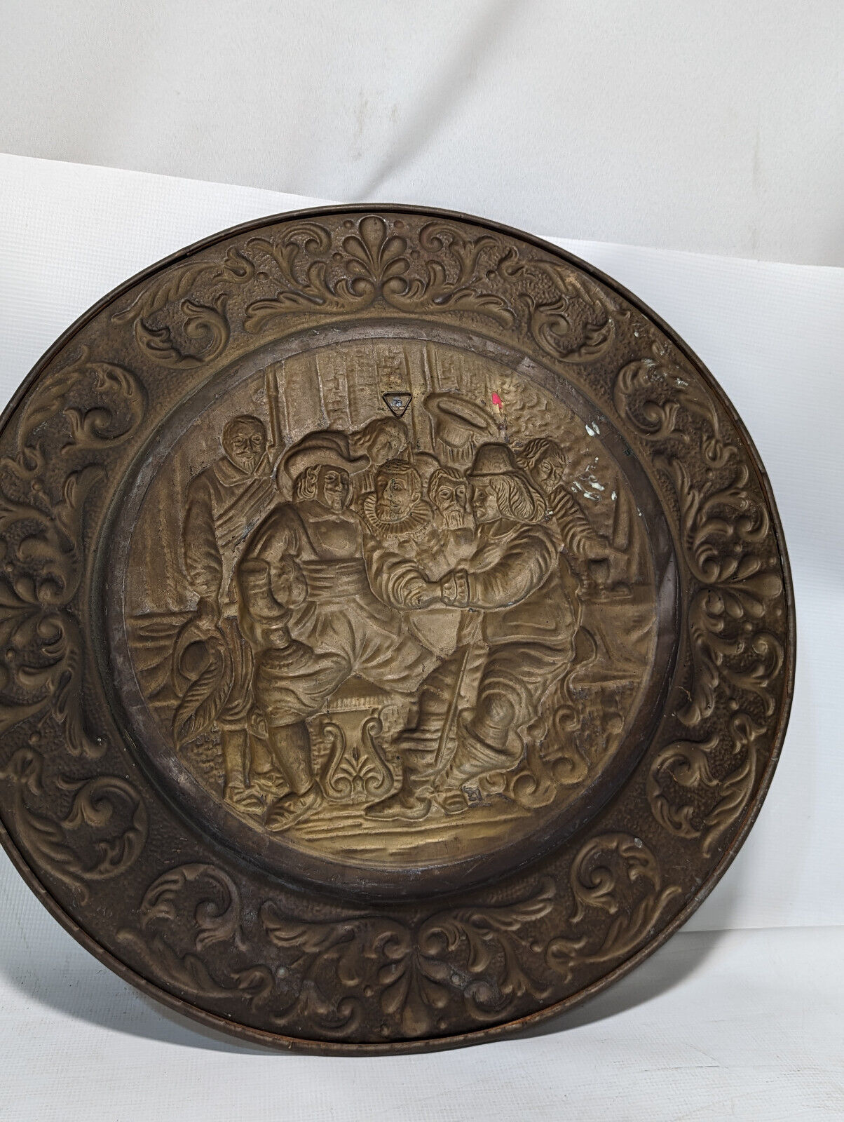 Vintage English Embossed Brass Wall Plaque/Plate