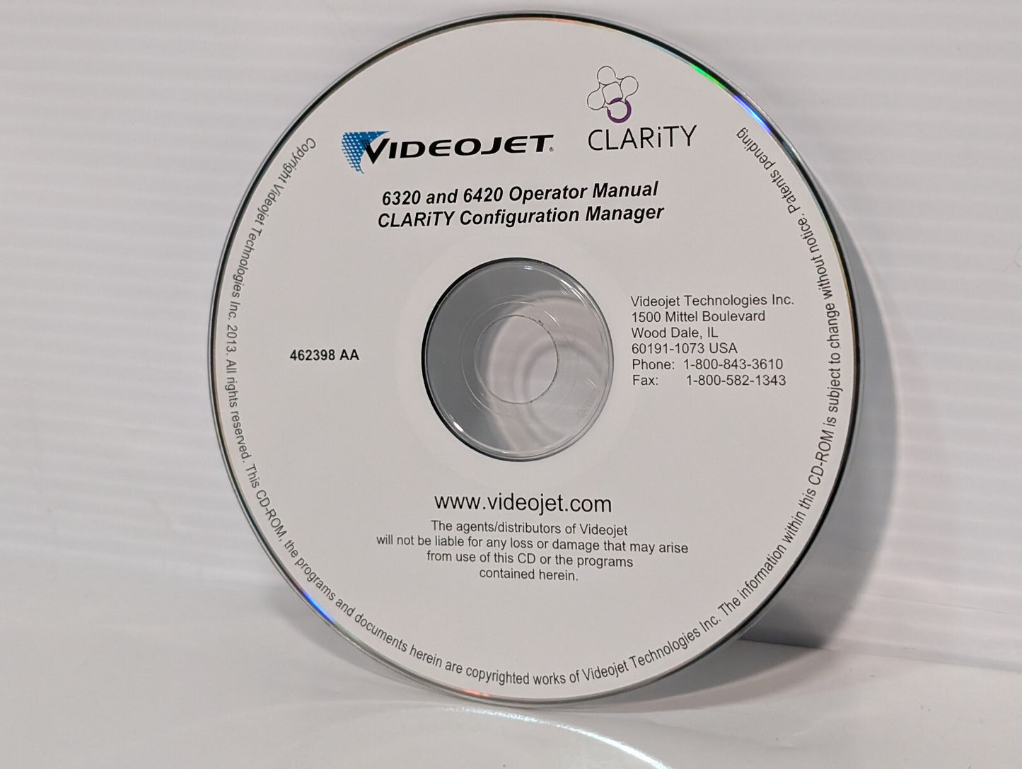 Videojet 6320 & 6420 Clarity Configuration Manager Software, Operator Manual CD