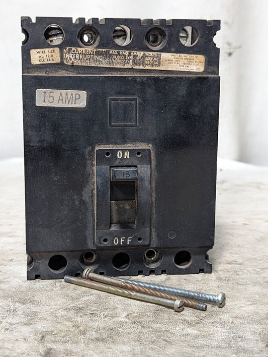 Square D FAL36015 circuit breaker, 15A, 3 pole, 600VAC, 125/250VDC