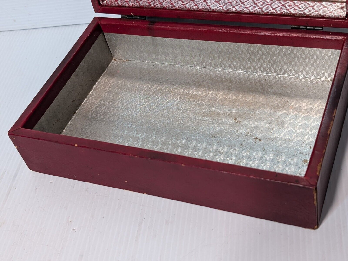 Vintage Jewelry Storage Deep Red, Jewelry Box w/ Vanity Mirror - Free Shipping