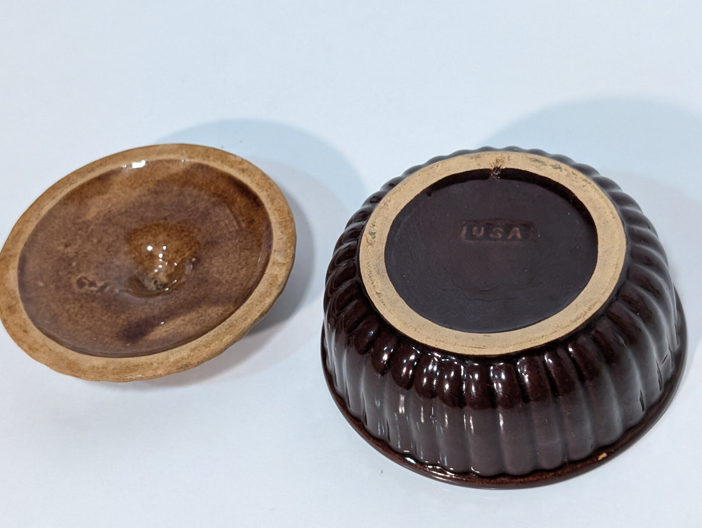 Vintage Stonewear Pottery Nut Candy Snack Serving Dish Earth Tone Made in USA