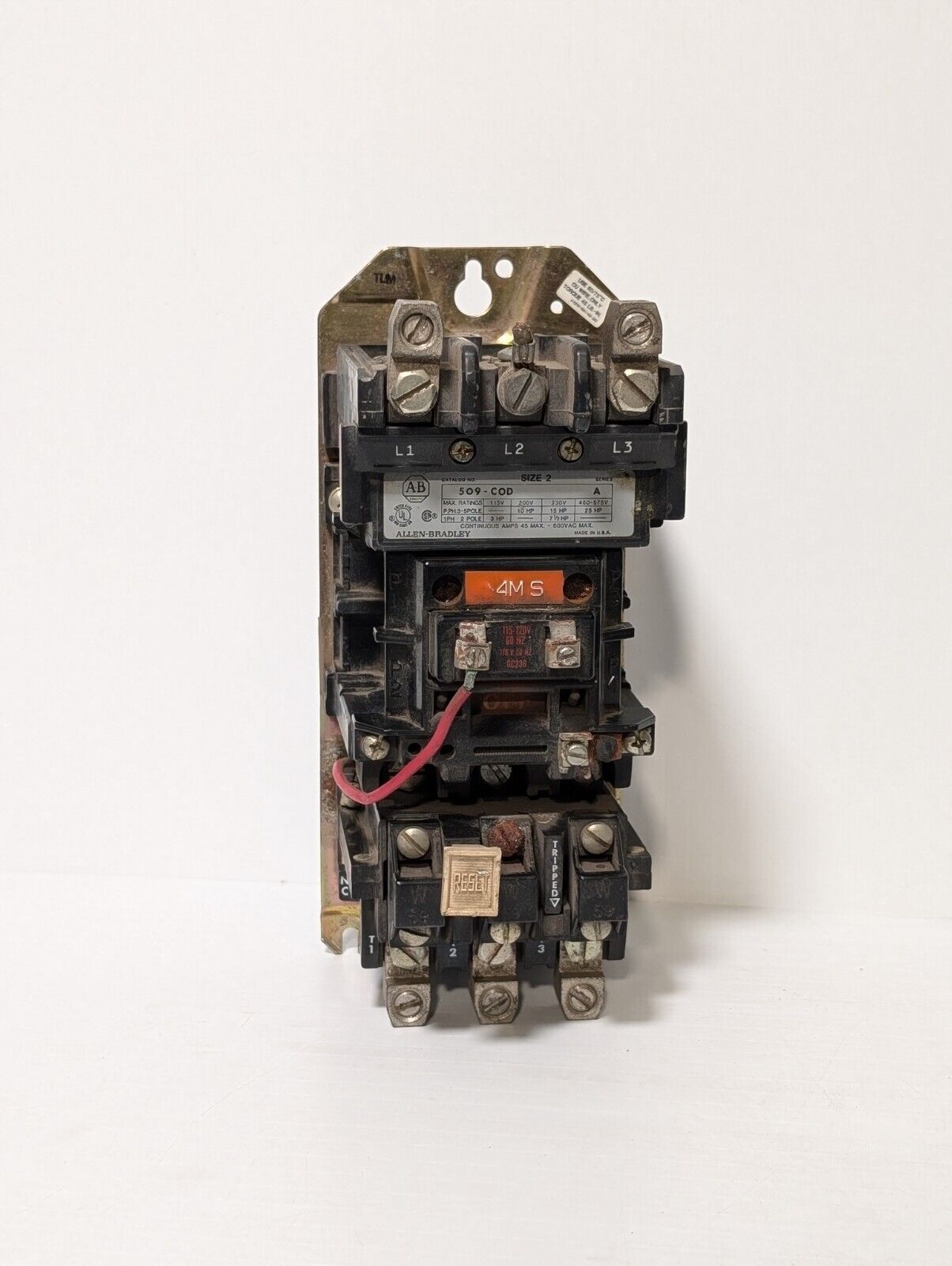 Allen Bradley AB 509-COD Size 2 Starter 120V Coil Series A Size 2 509-C0D