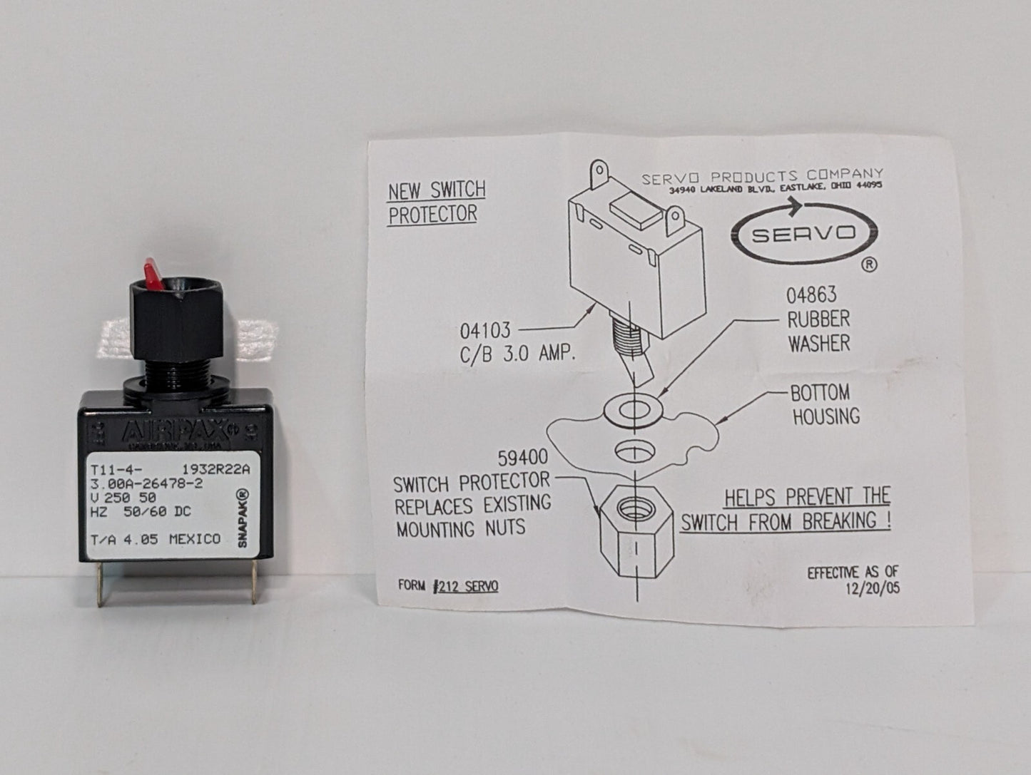 AIRPAX T11-4-3.00A-26478-2 Magnetic (Hydraulic Delay) Circuit Breaker, 3A, 1KA