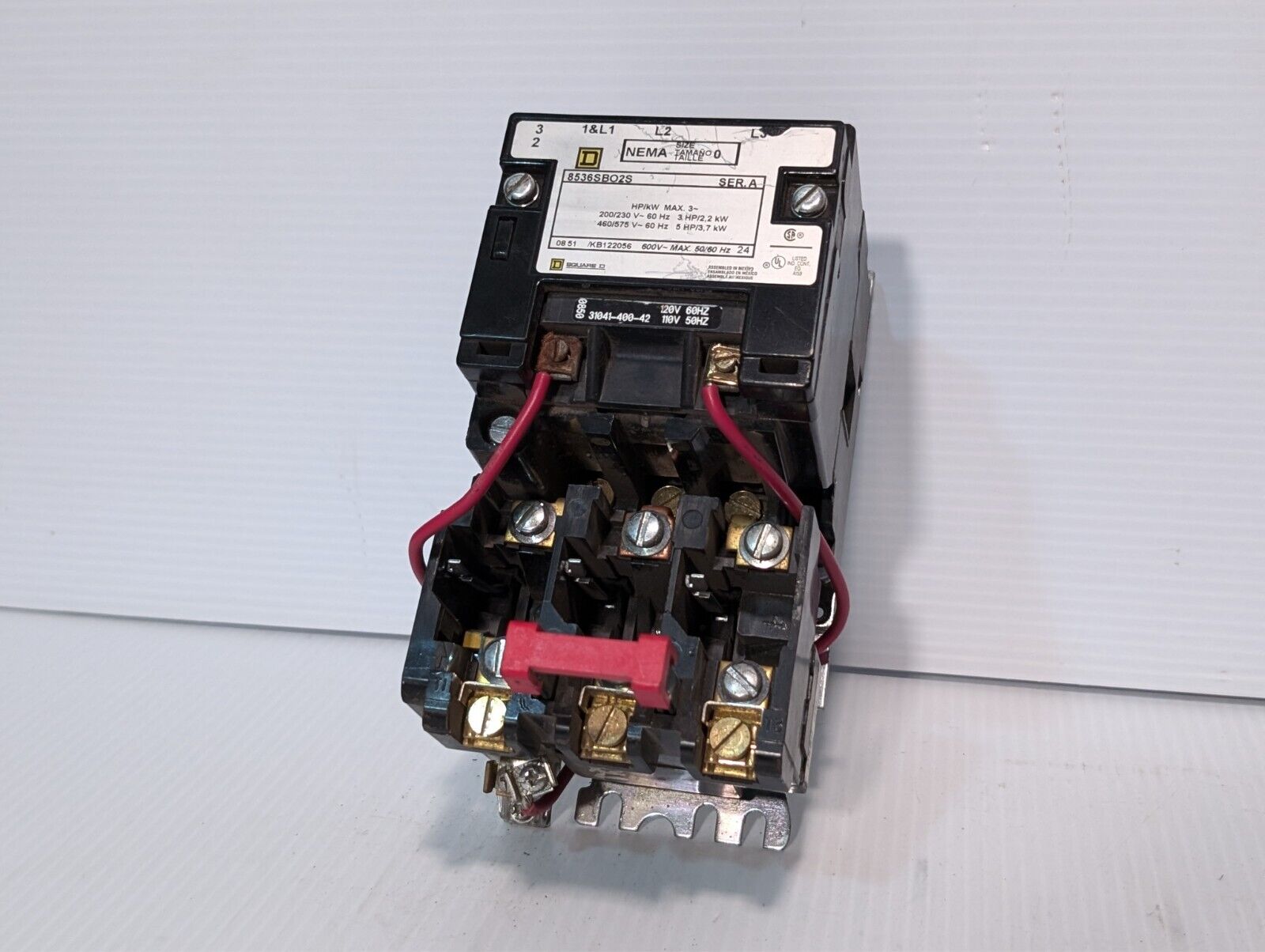 Square D 8536SBO2S motor starter, NEMA sz 0, 110/120VAC coil as pictured