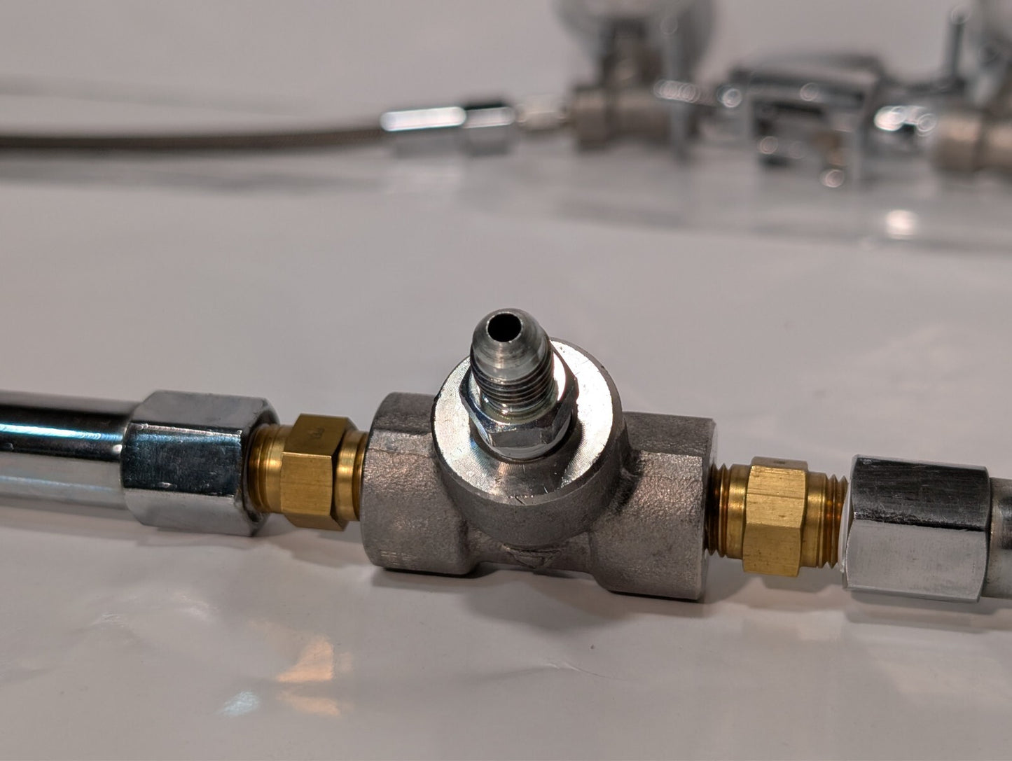 2 Western Medical MG-9W-1 Pressure Gauges on Metal Gas Pipe Cable