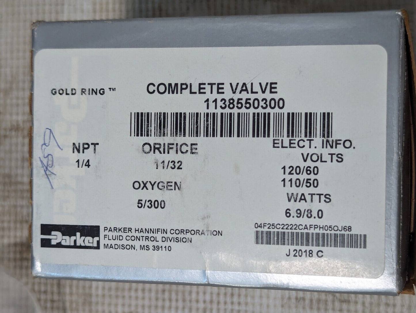 Parker 04F25C2222CAFPH05OJ68 Solenoid Valve, NPT 1/4", Orifice 11/32", 110/120v