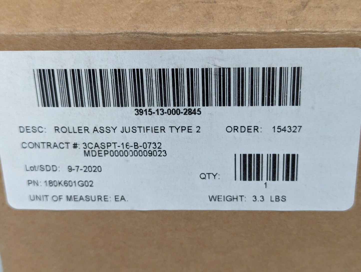 3915-13-000-2845 180K601G02 Justifier Roller Assembly Type 2 - Free Shipping