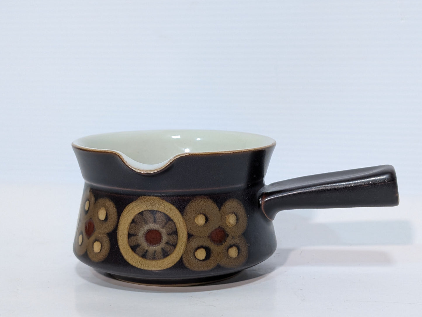 Vintage 60s Denby Arabesque Stonewear Cheese Pot Sauce Gravy Boat Tea Crock Dish