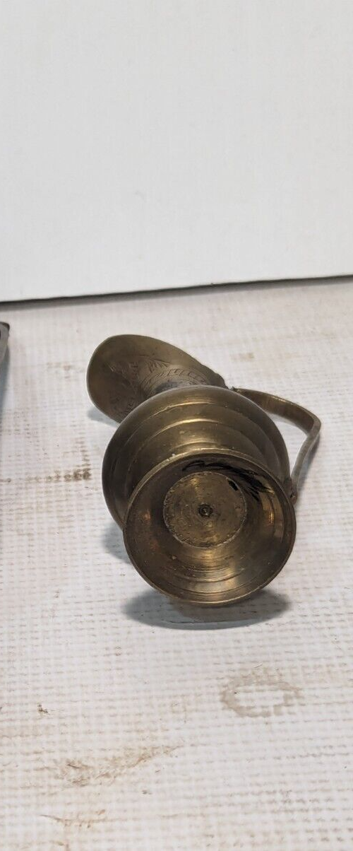 Vintage Solid Brass Hand-Etched Oil Decanter Lamp 1960s - Free Shipping