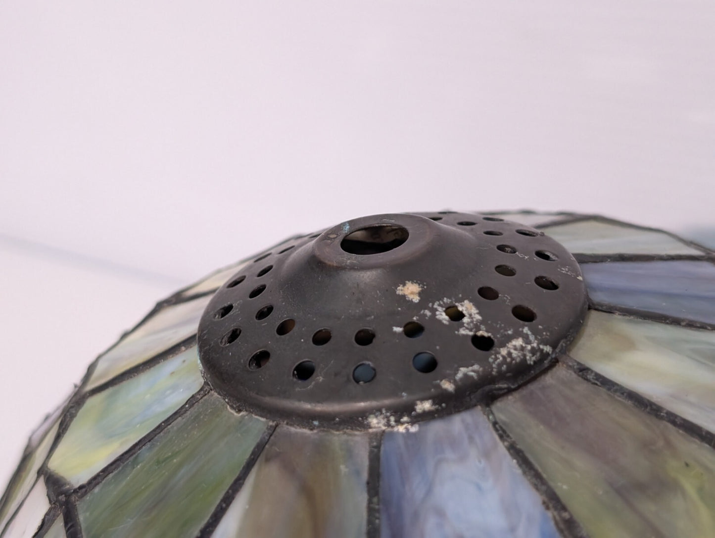 Vintage Leaded Glass Lamp Shade, 9" Wide, 6" Tall, Beautiful Piece