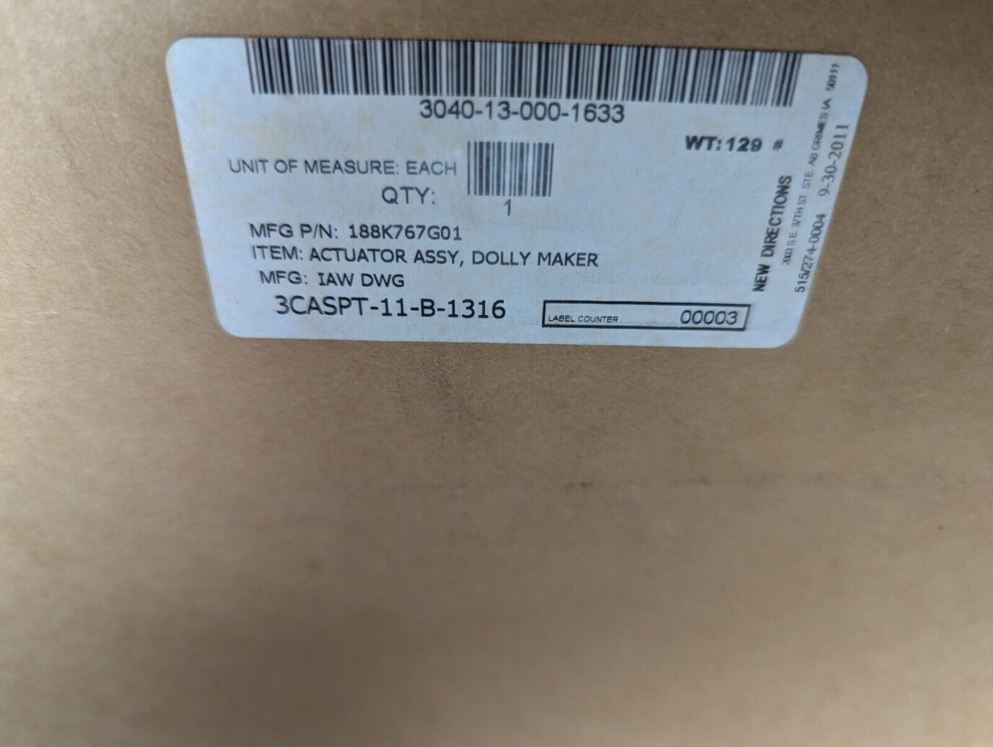 Macron 11237F01 Linear Actuator Assembly, Dolly Maker / 3040-13-000-1633