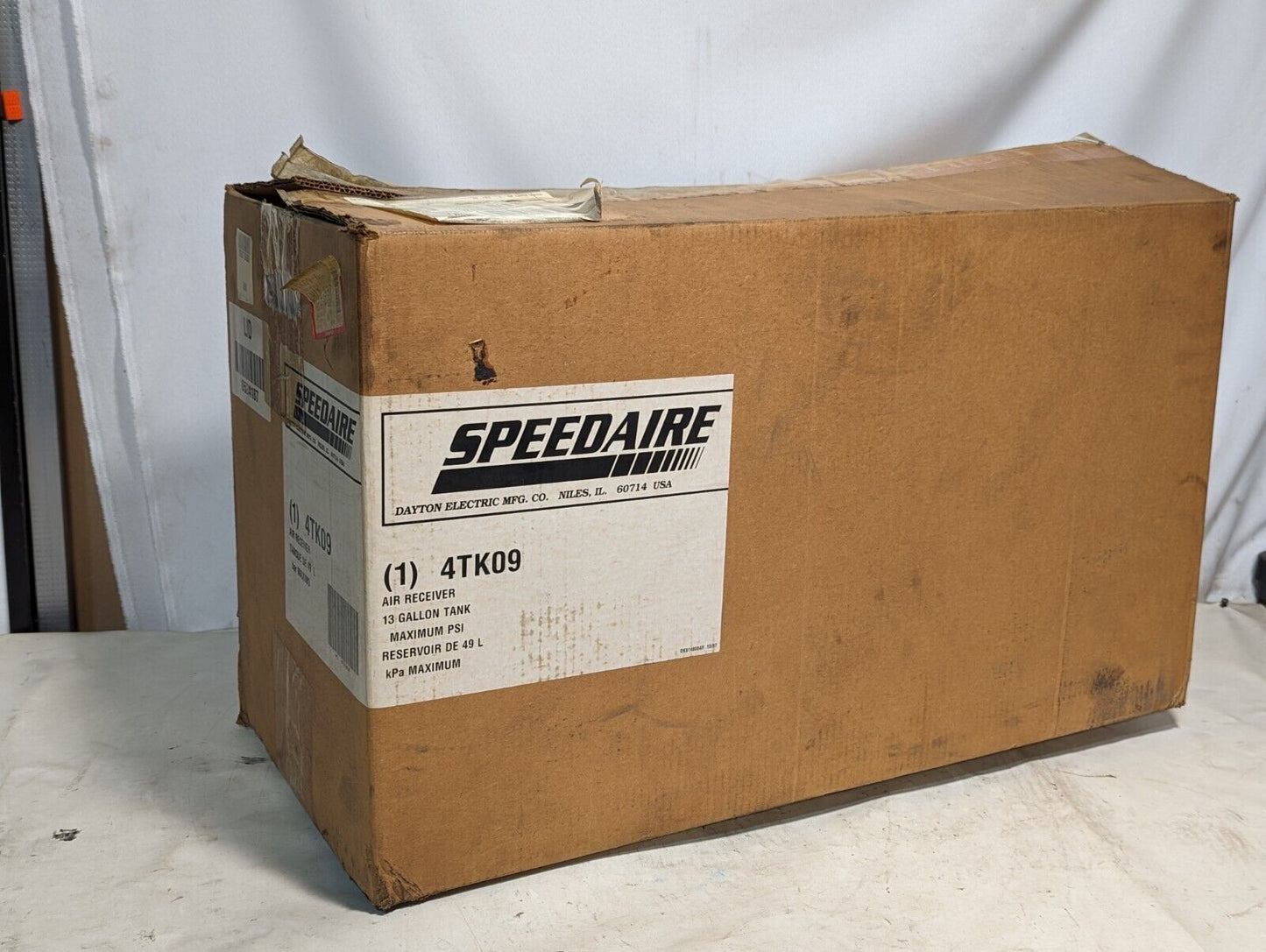 Dayton 4TK09 Speedaire air receiver 13 gallon tank