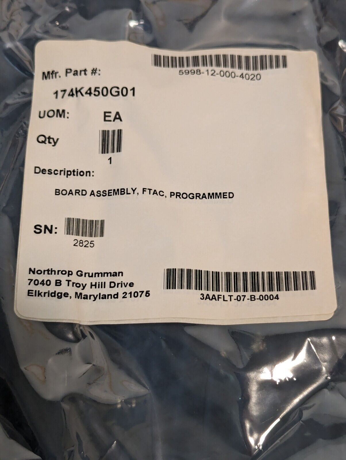 5998-12-000-4020 174K450G01 FTAC Programmed Circuit Board - Free Shipping