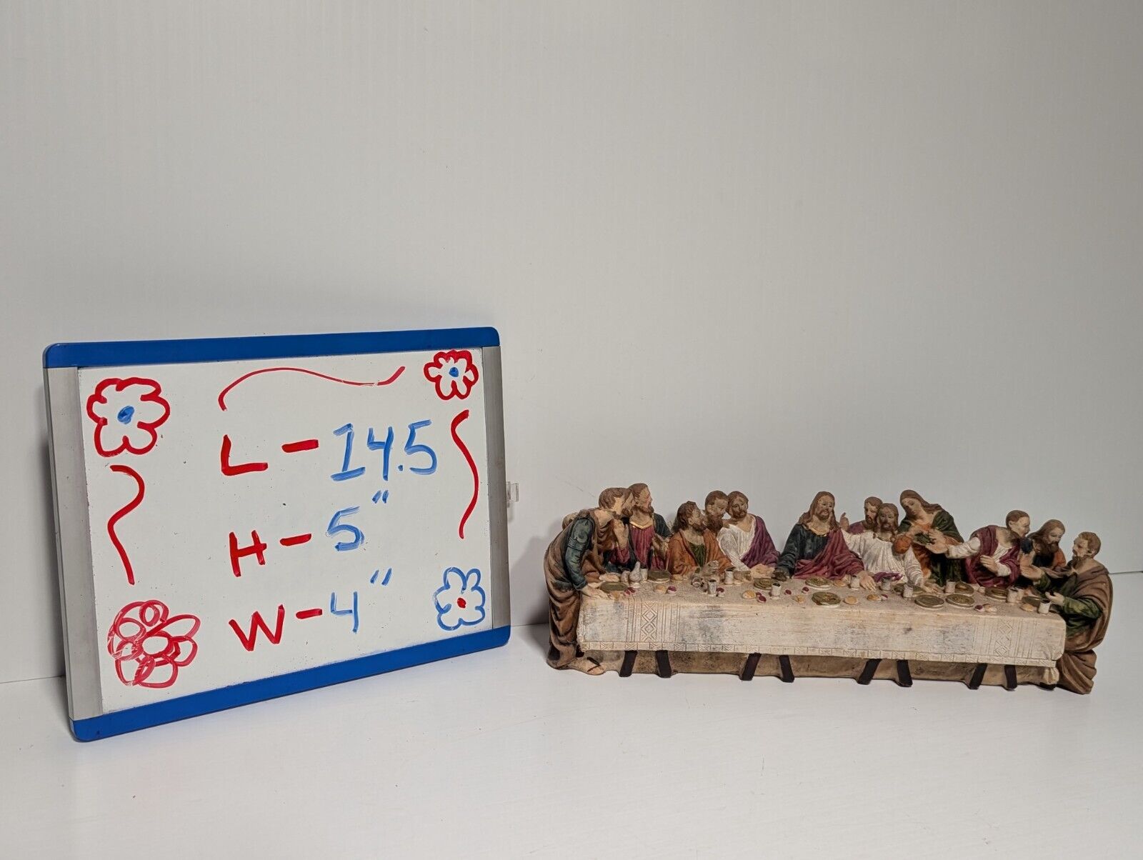 The Last Supper Jesus & Disciples Sculpture Christian Decor 14.5" L, 5" H, 4" W