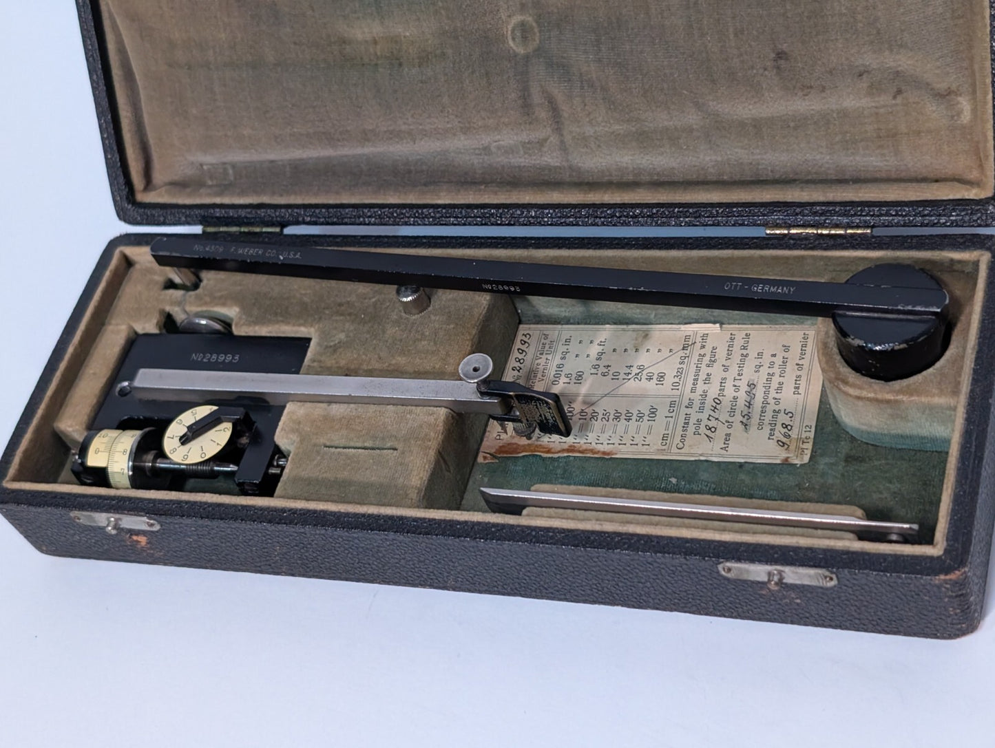 Vintage F. Weber - No 28993 Compensating Polar Planimeter with Hard-shell Case