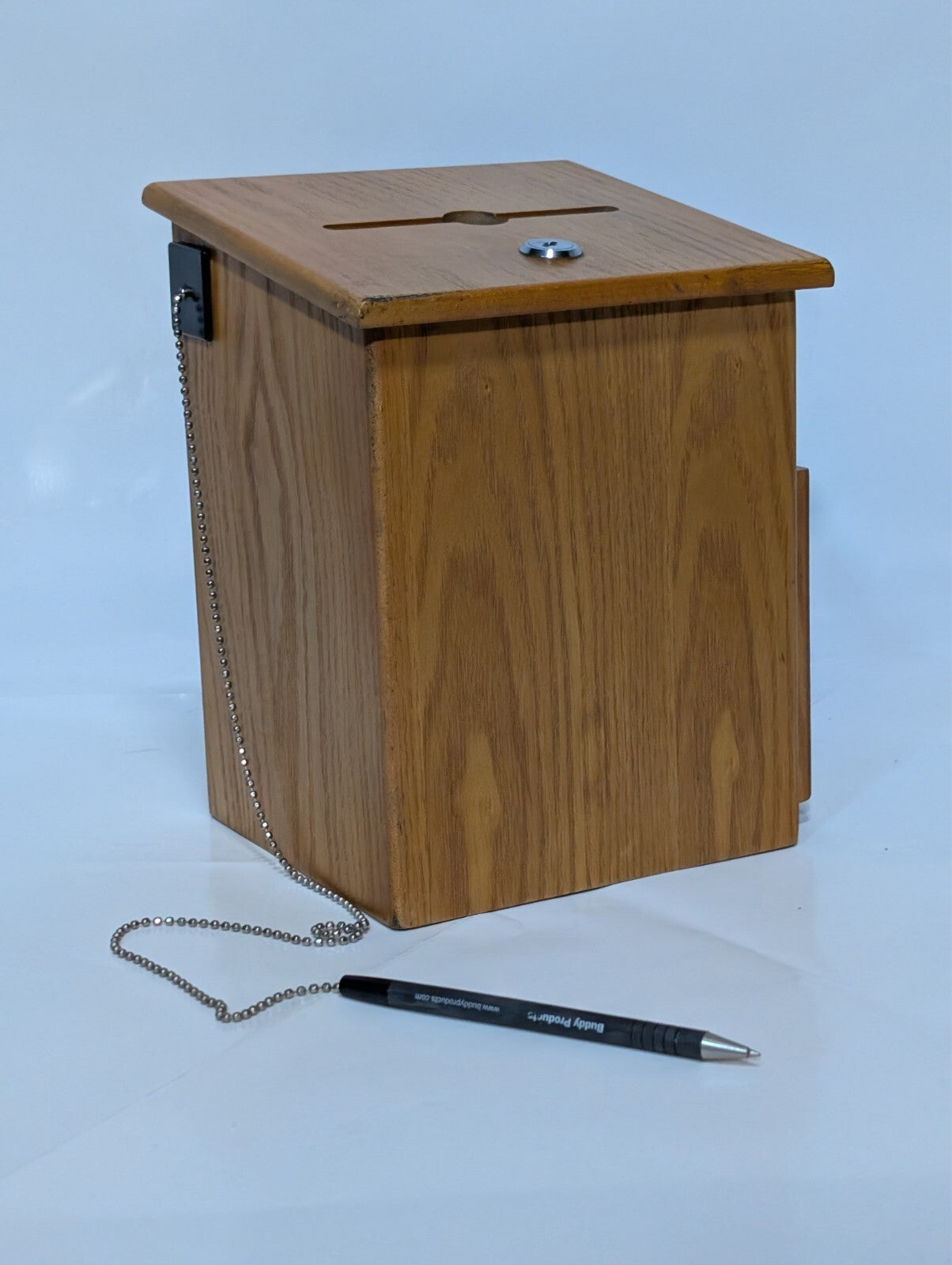 Wood Suggestion Donation Box with Lock Attached Pen 10" Charity Fundraising