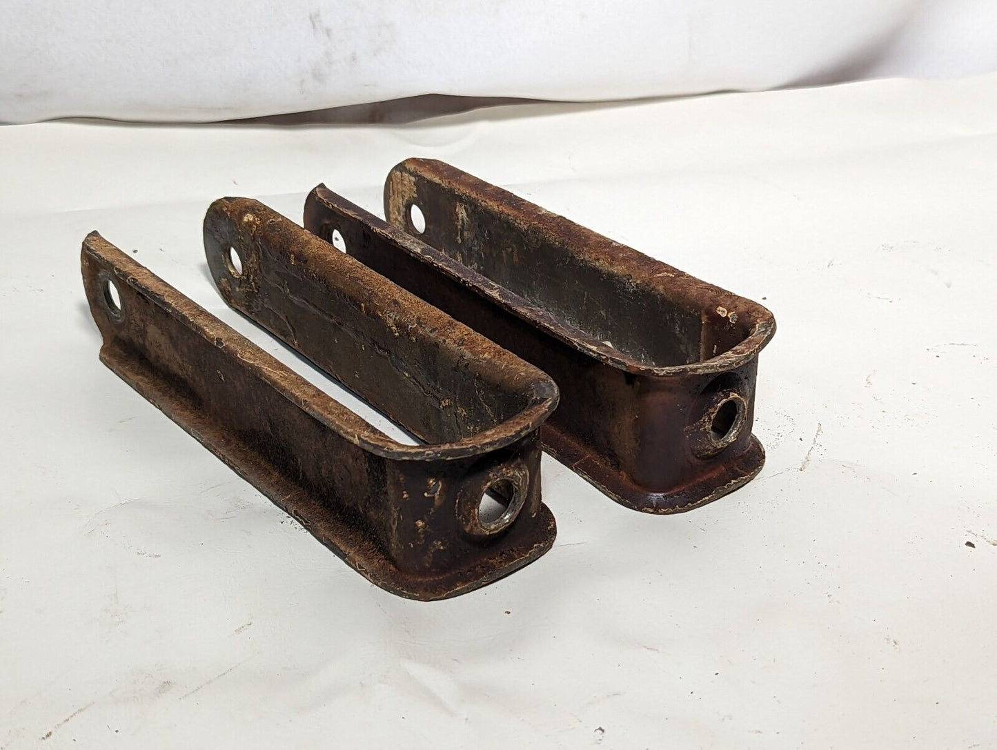 Lot of 8 U brackets with 5 pins, 4 sheared heads as pictured, shabby chic crafts