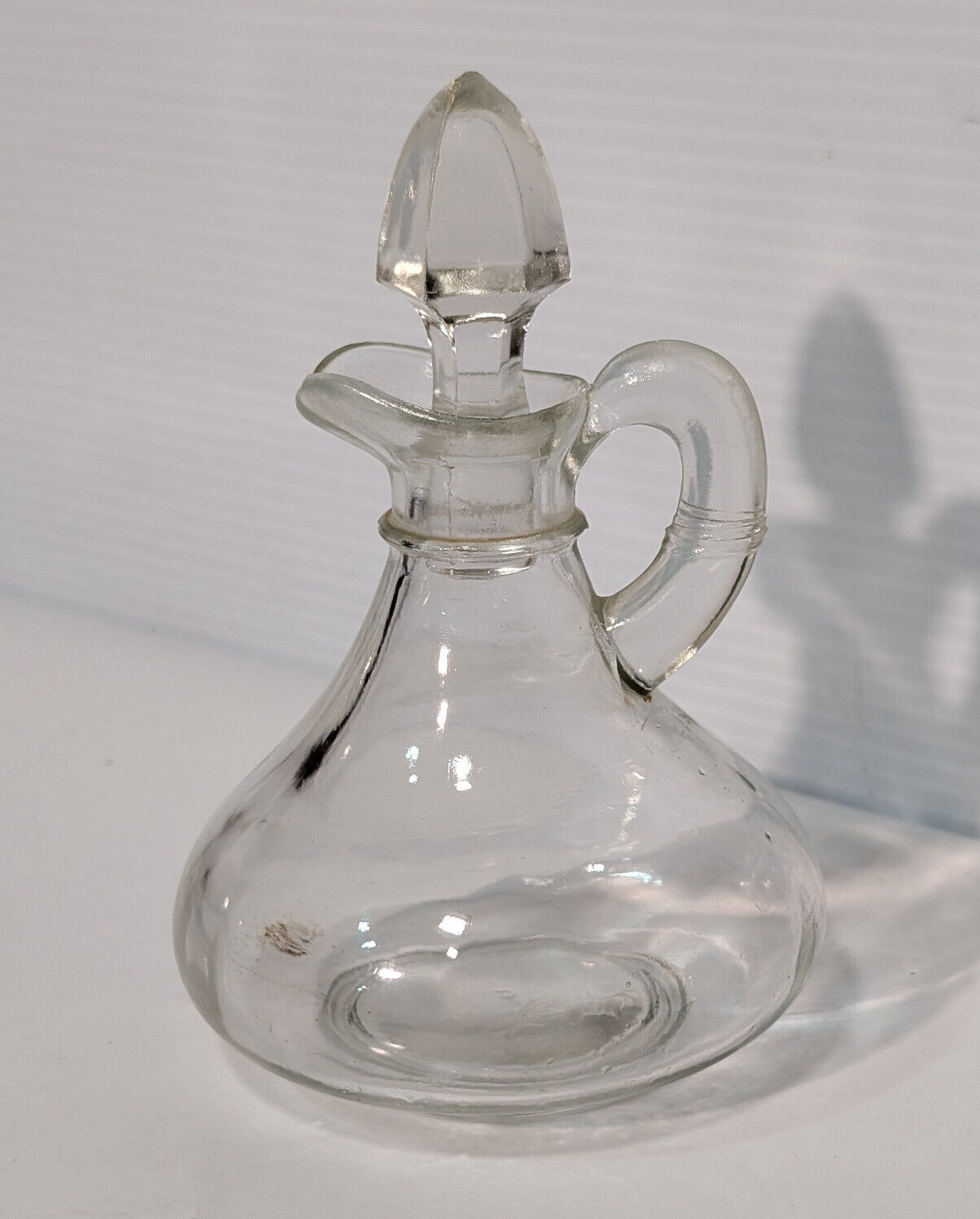 Vintage Clear Glass Cruet Bottle with Stopper Oil Vinegar Dressing Serving Ware