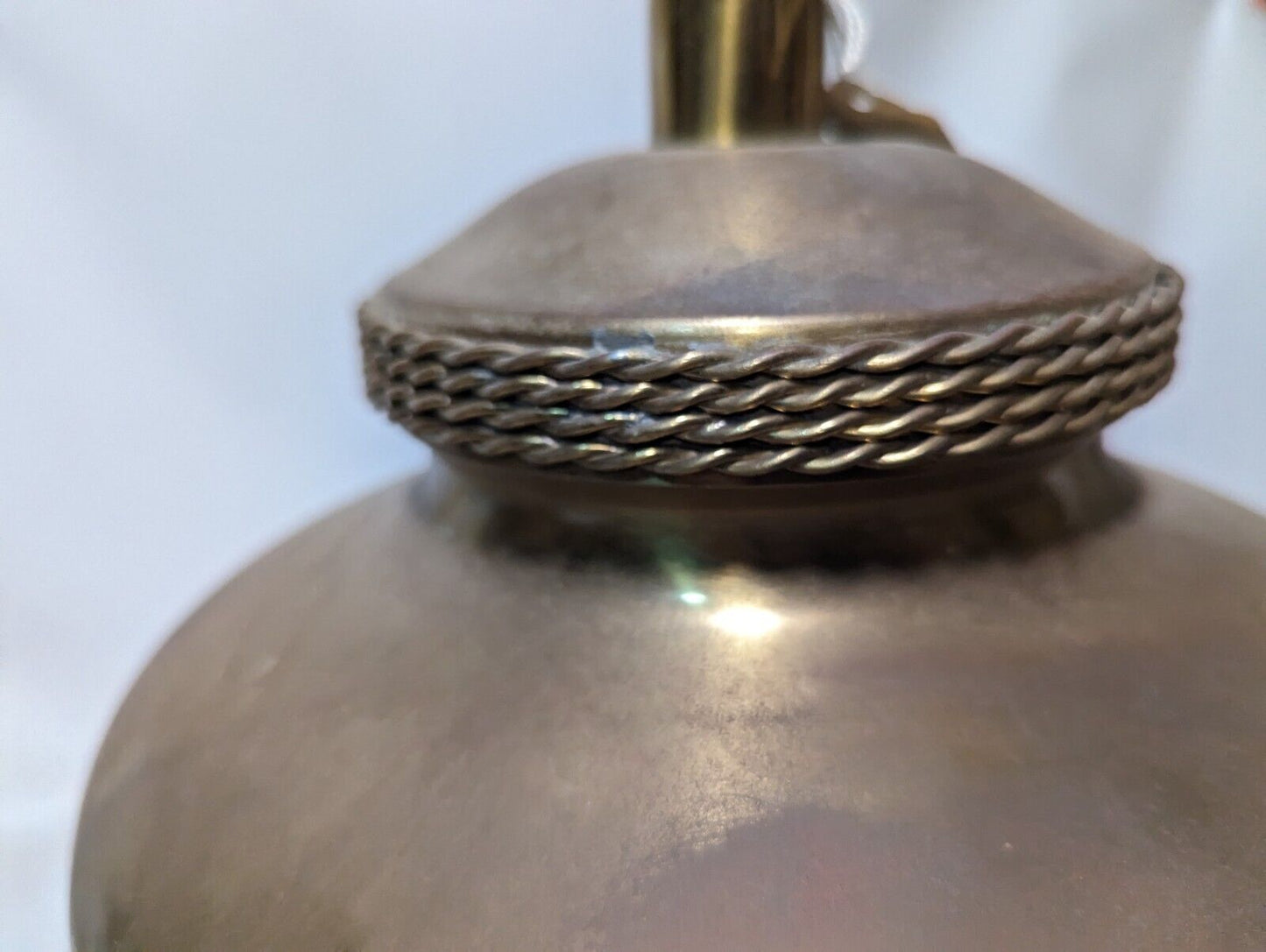 Large brass lamp, 30 inches x 11 inches with brass rope pattern on the bottom