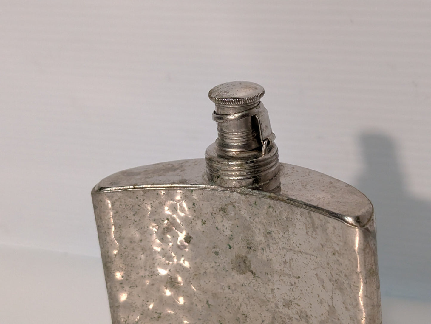Vintage Hammered Silver Tin-Lined 8oz Liquor Curved Flask, Made in West Germany