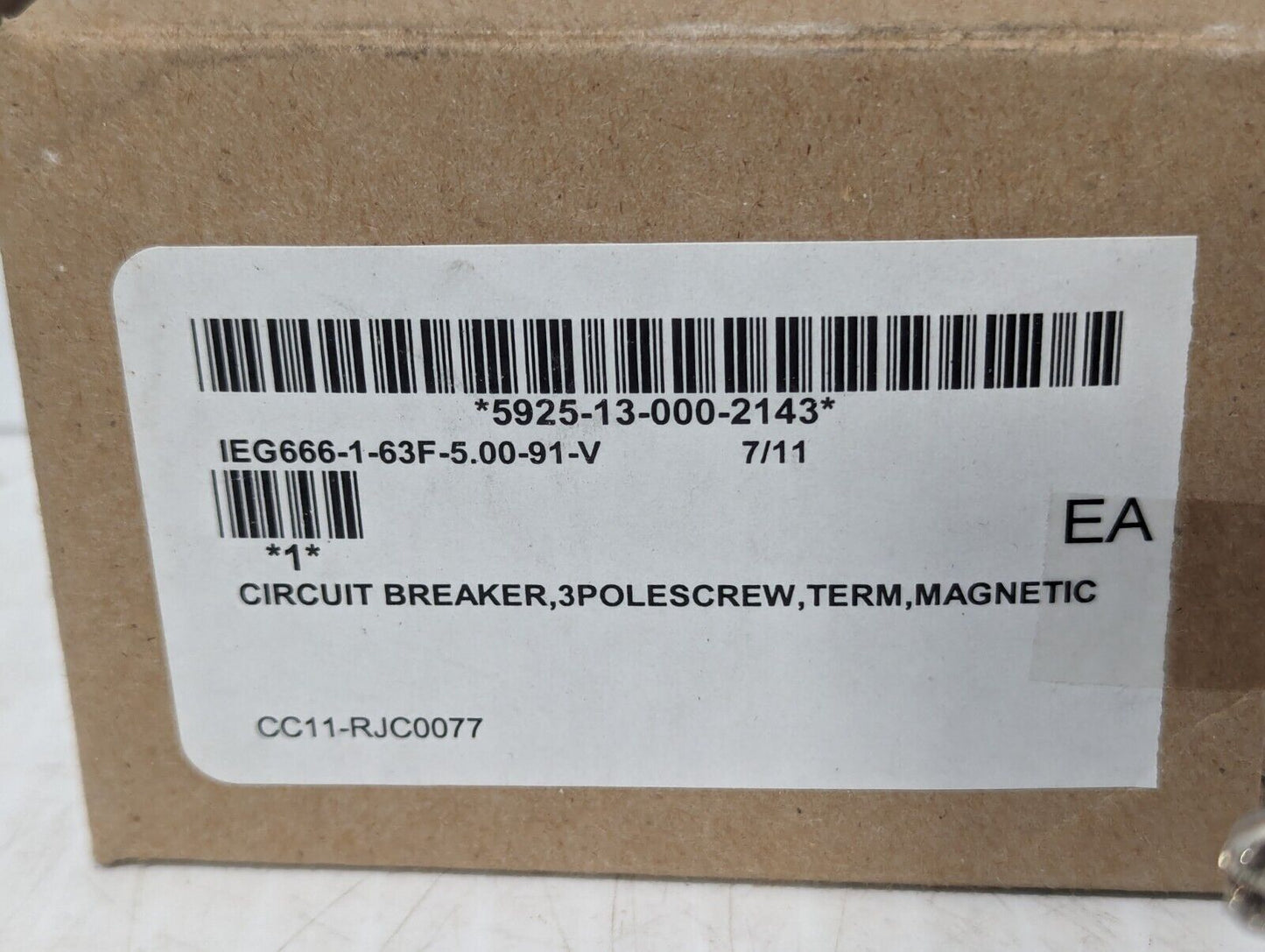 Airpax IEG666-1-63F-5.00-91-V Circuit Breaker, 5A, 250VAC, 3-Pole - Free Ship