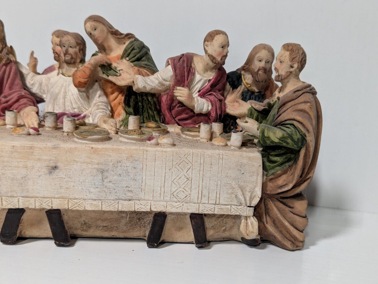 The Last Supper Jesus & Disciples Sculpture Christian Decor 14.5" L, 5" H, 4" W