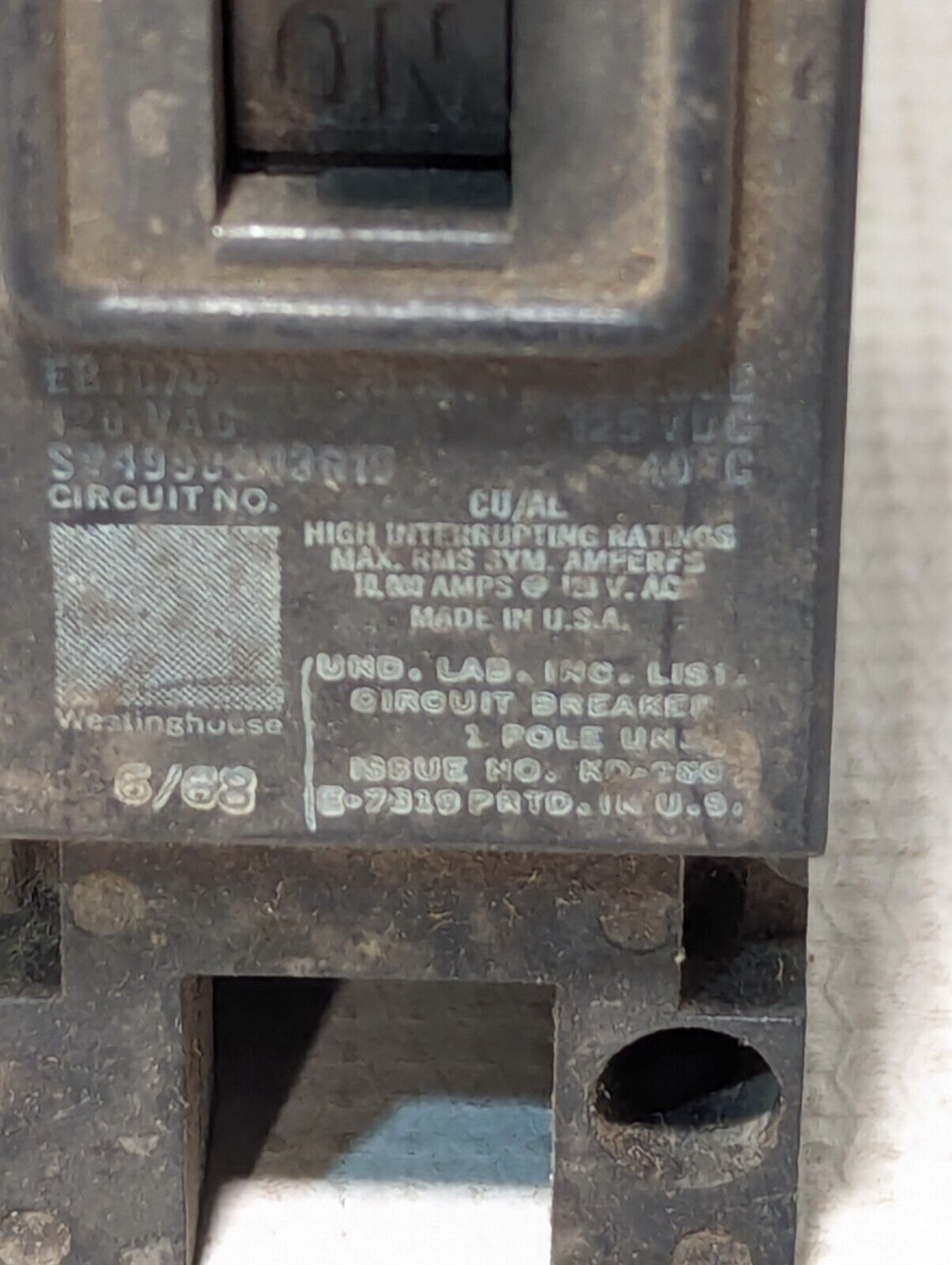 Westinghouse EB1070 Circuit Breaker, 70A, 120VAC, 1-Pole - Free Shipping