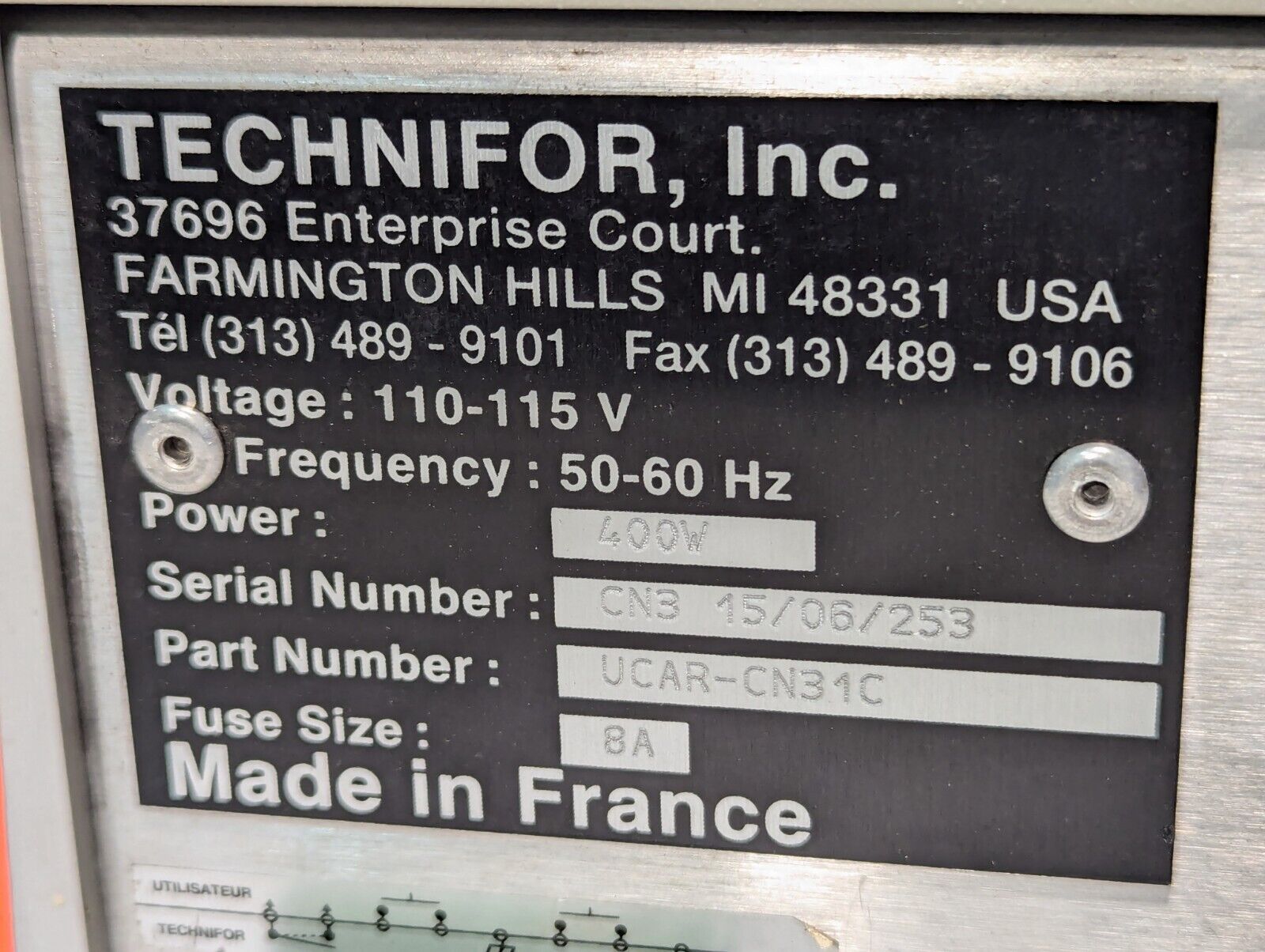 Technifor UCA-CN3 Controller, missing two front buttons - Free Shipping