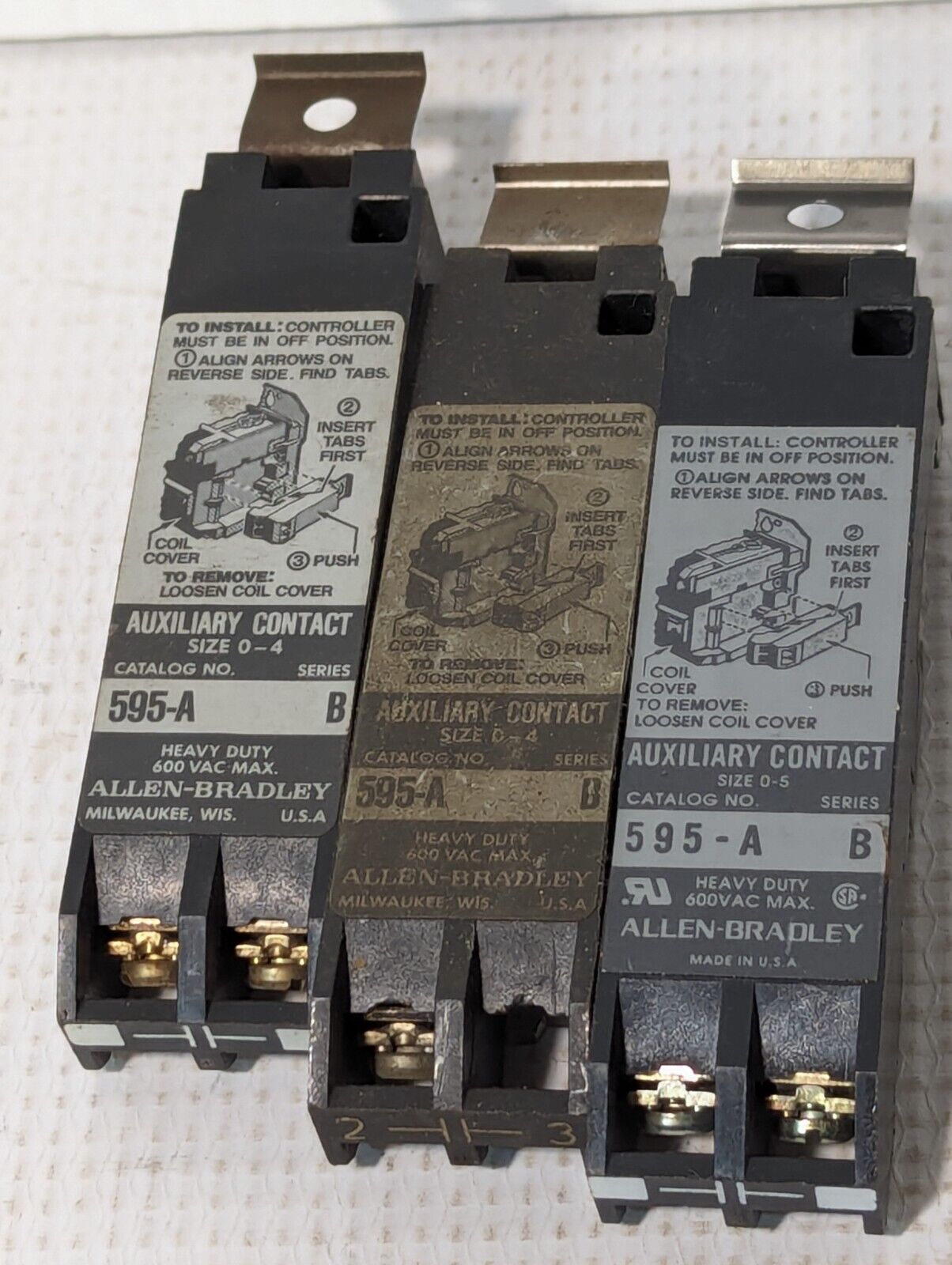 Allen Bradley 595-A Heavy Duty Size 0-4 Auxiliary Contact - Free Shipping