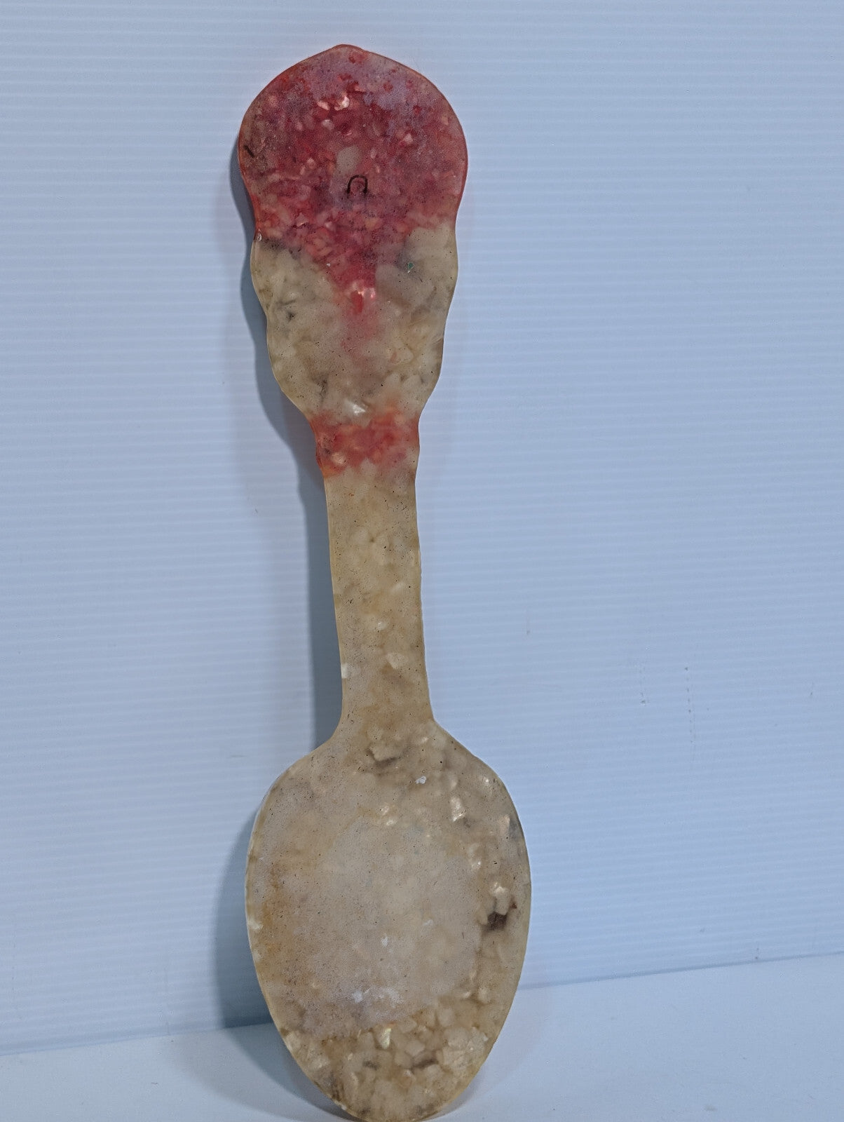 Vintage Set Fork Spoon Wall Hanging Epoxy Shell Mother of Pearl Resin Art 15.5"