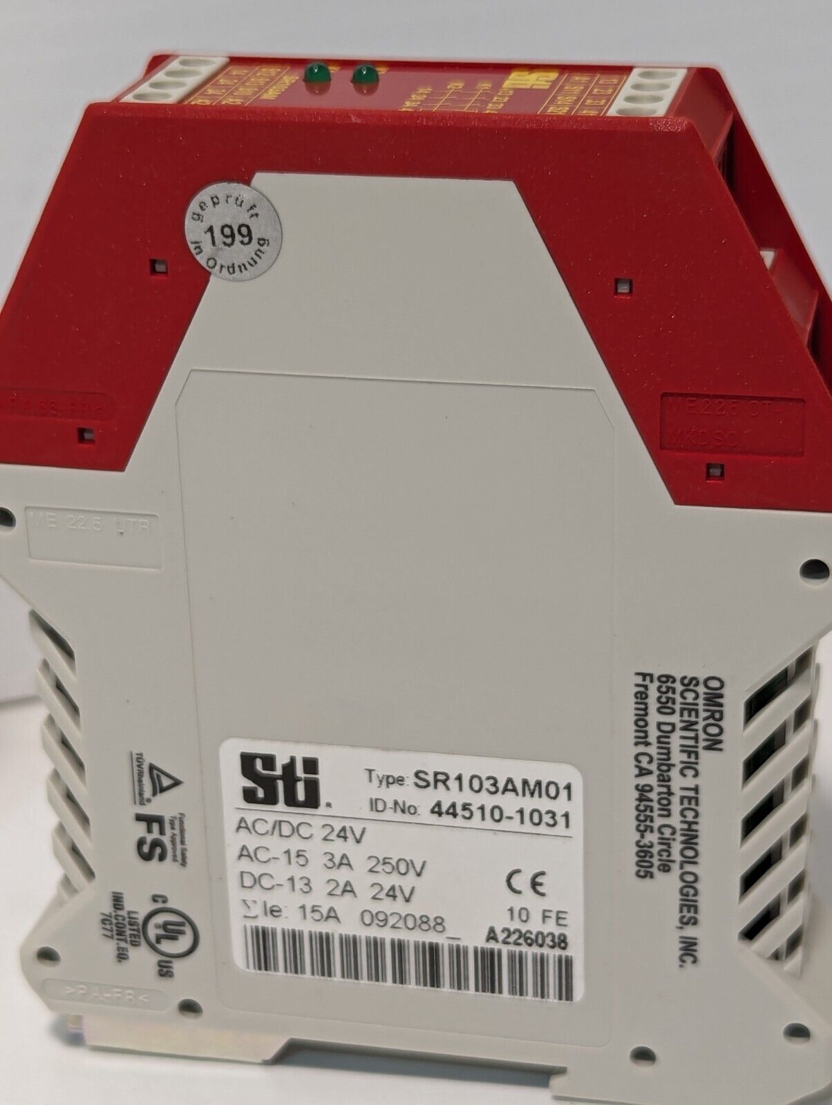 STI SR103AM Relay Dual Channel Safety Monitoring 24VAC/DC - Free Shipping