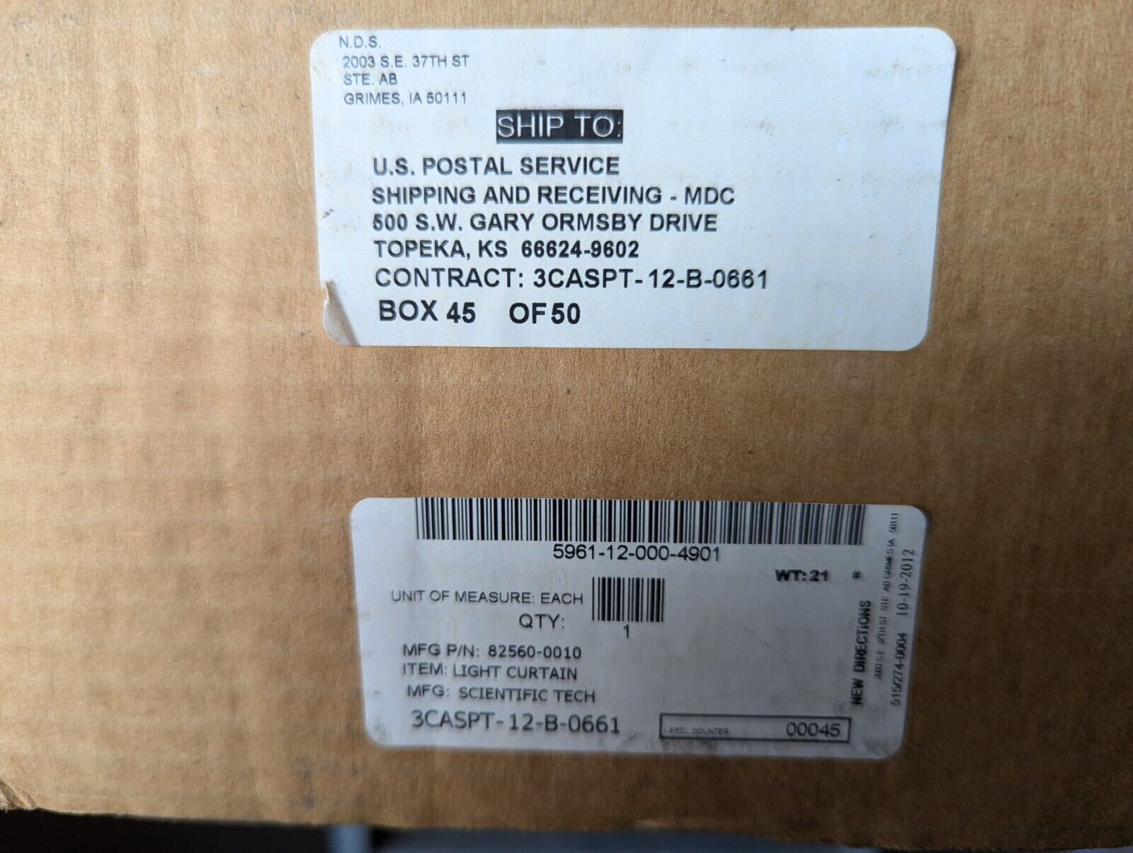 STI 82560-0010 light curtain set, transmitter/receiver pair - Free Shipping