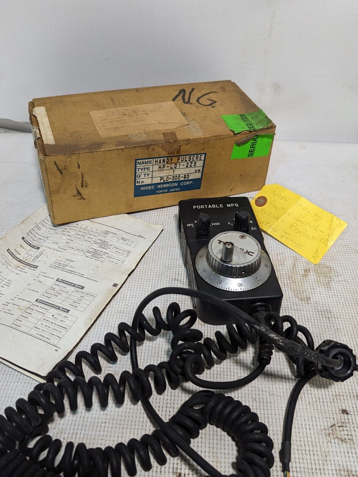 Nemicon TOSNUC Handy Pulser HP-L01-2Z5, PL0-300-93, Electronic Handwheel MPG