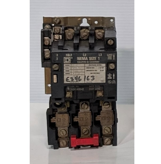 Square D 8536 SCT0-3 Motor Starter, NEMA Size 1, Series A, Form S, 110\120V Coil