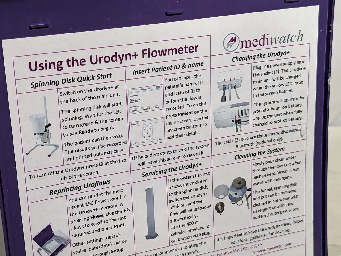 Mediwatch UD2A1001 urodyn+ urinary flow measuring device