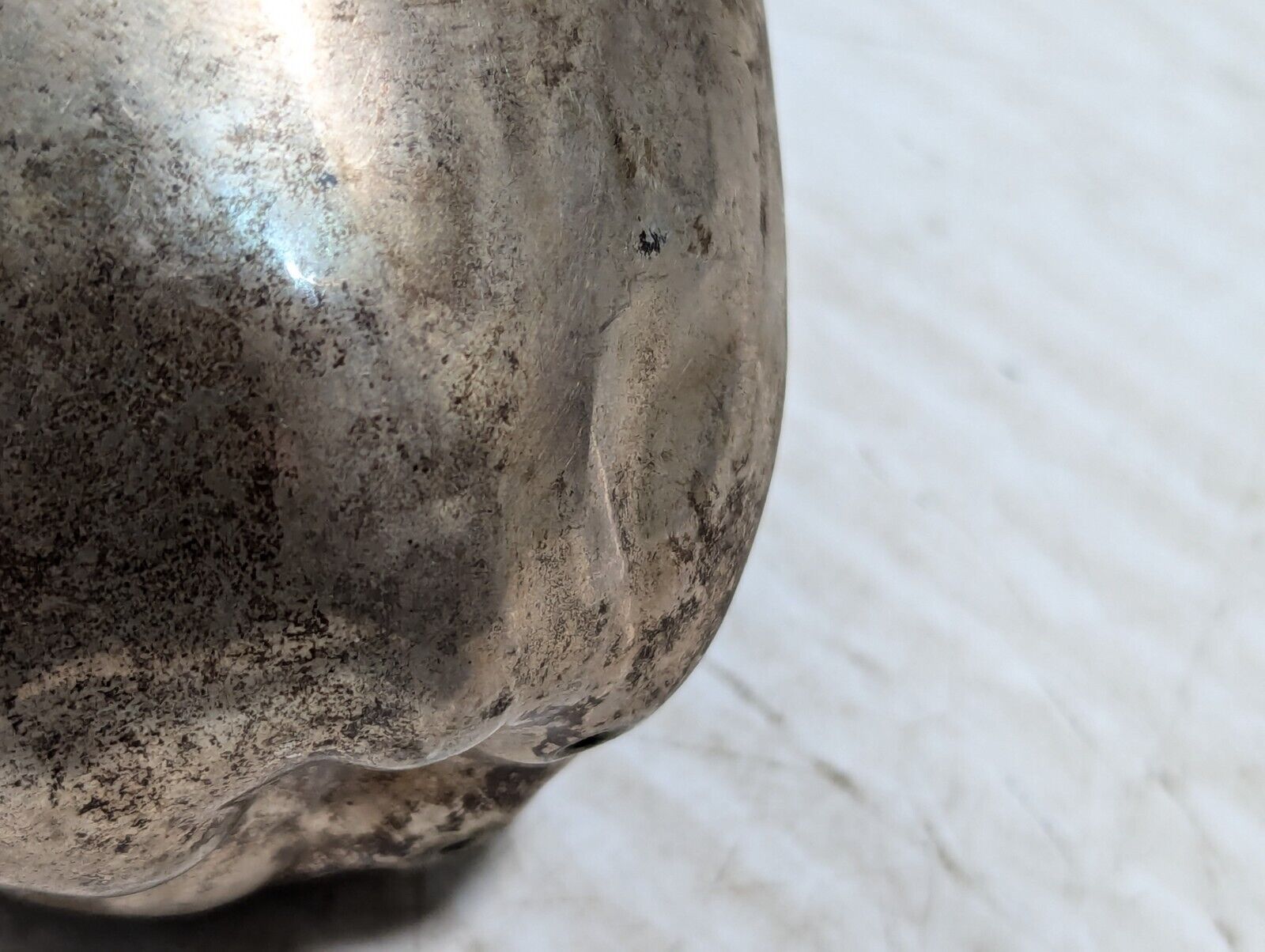 Stunning Hammered Silver Apple, Purple Ribbon, Home Decor - Free Shipping