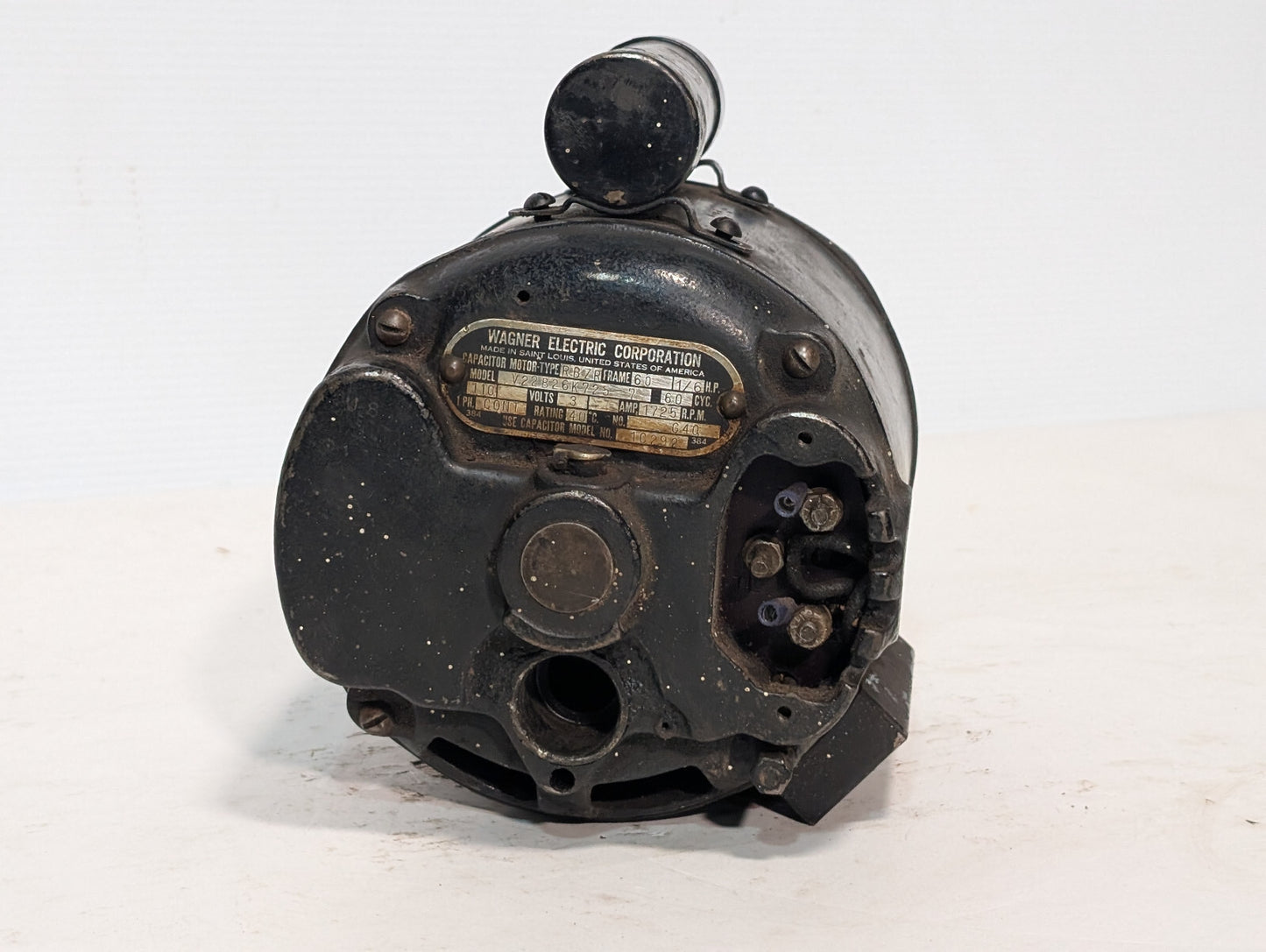 Wagner Electric V22B26K725-7 Type RBZR Capacitor Motor 1/6HP 1PH 110V 1725RPM