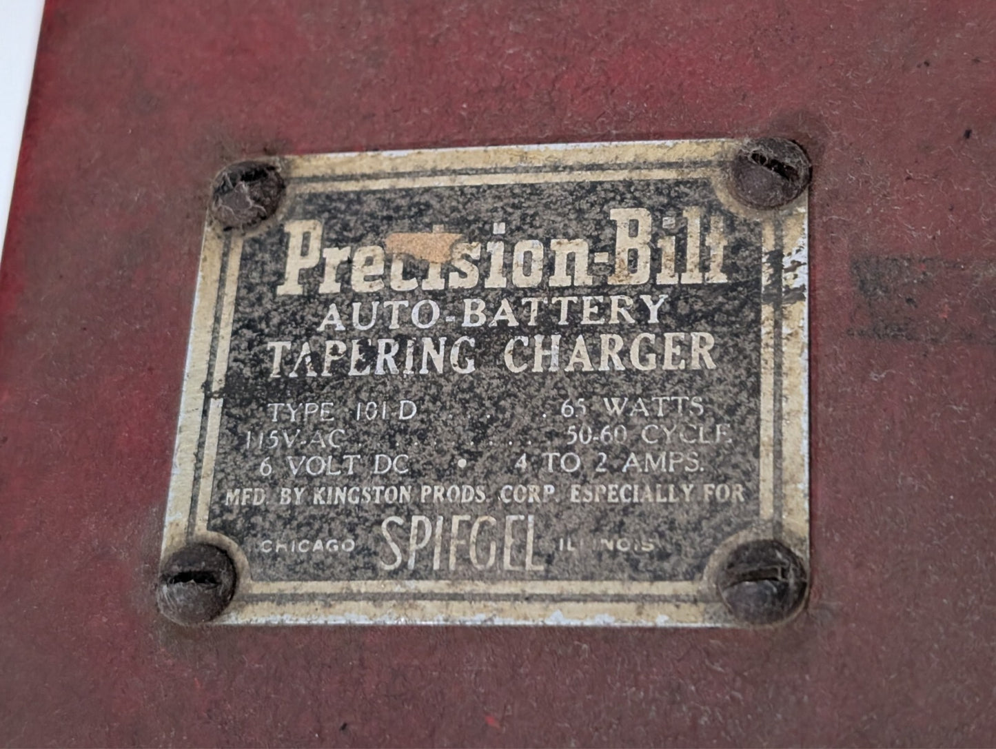 Vintage Precision-Bilt 101 D Auto-Battery Tapering Charger 115VAC 6VDC 2-4A