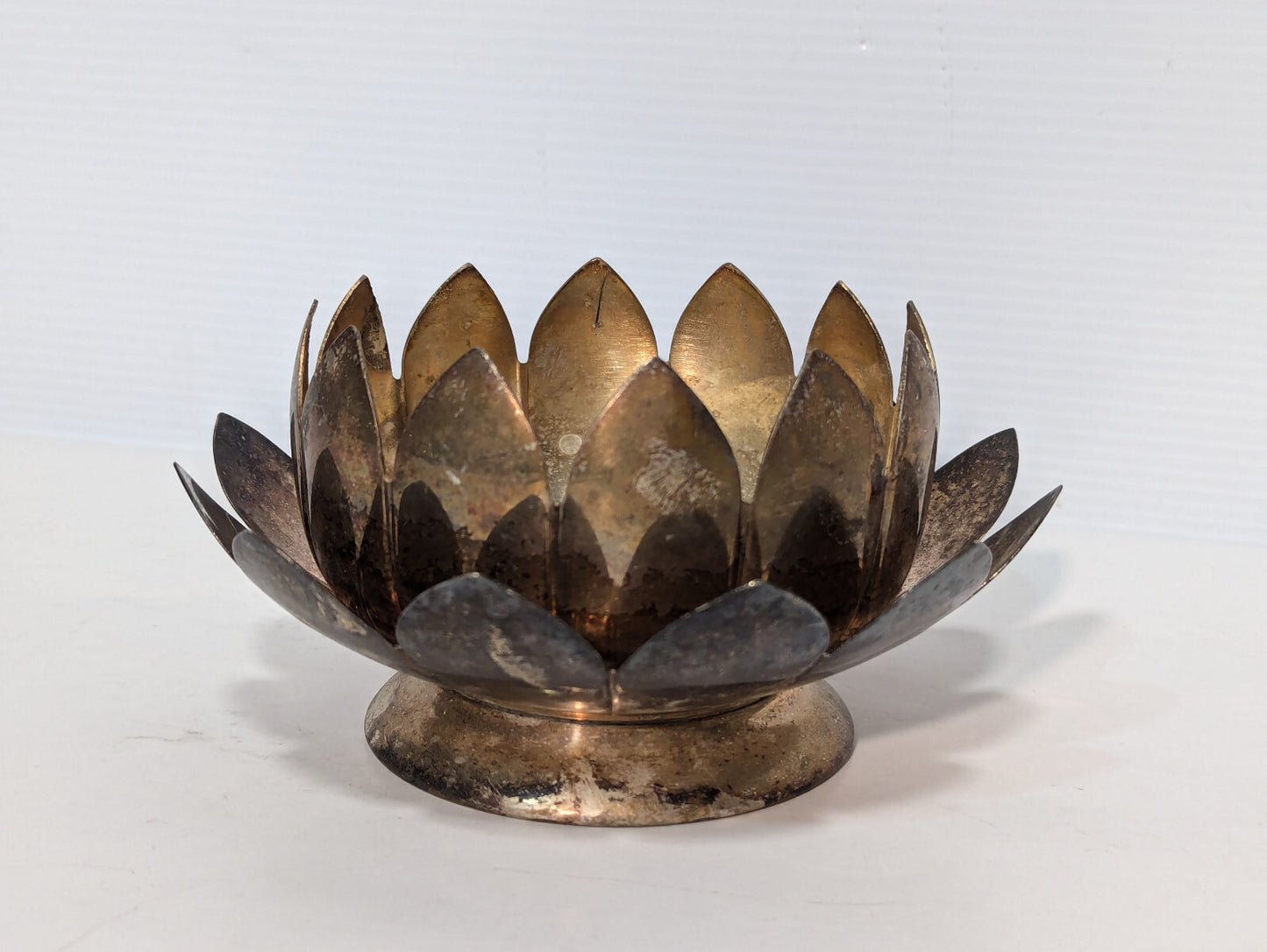 Vintage Brass Lotus Candle Holder Cone Incense Burner Dish Nested Removable Part