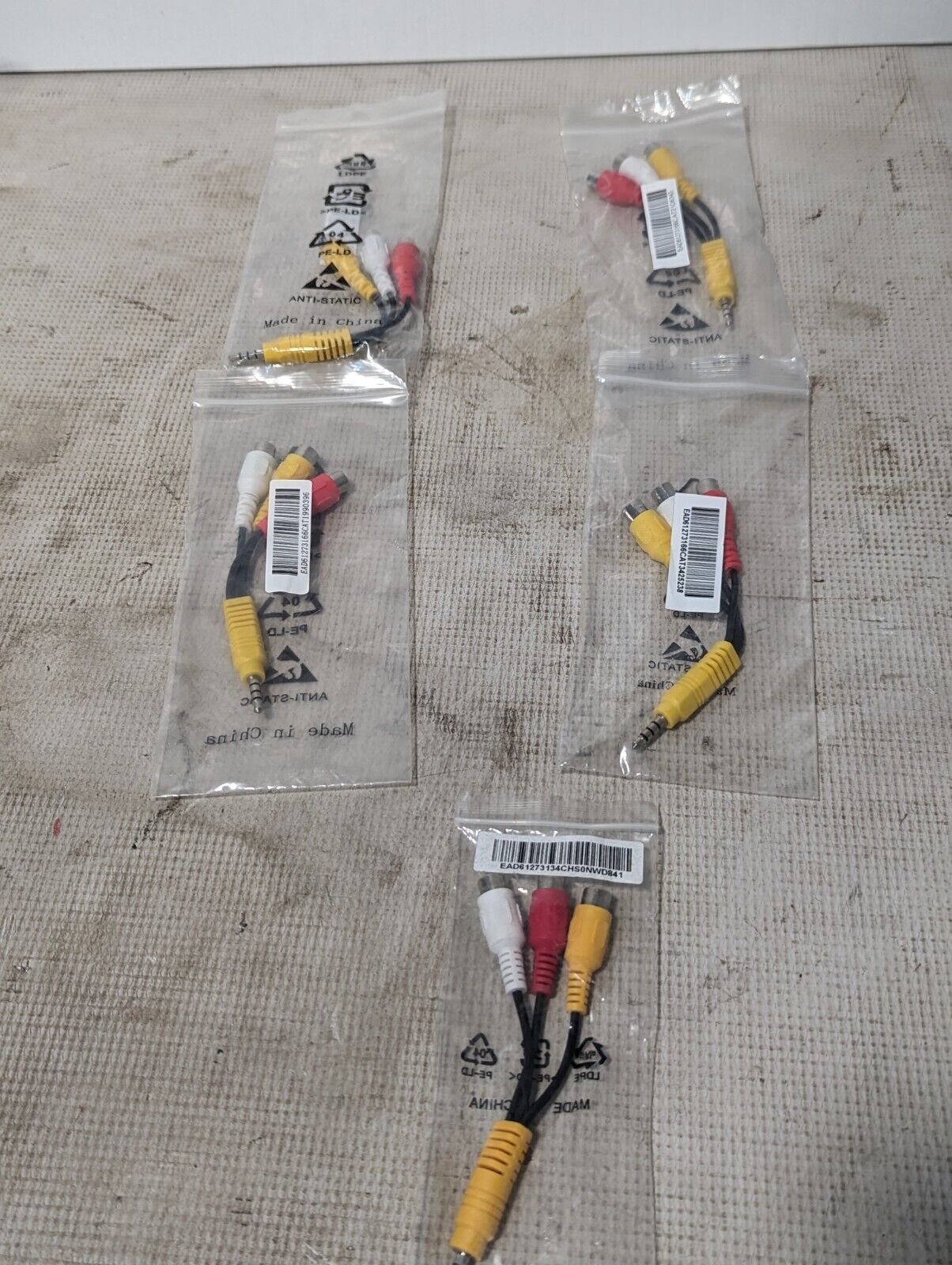 Lot of 5 LG EAD61273134 Composite Audio \ Video to RCA 3.5mm Cable Adapters