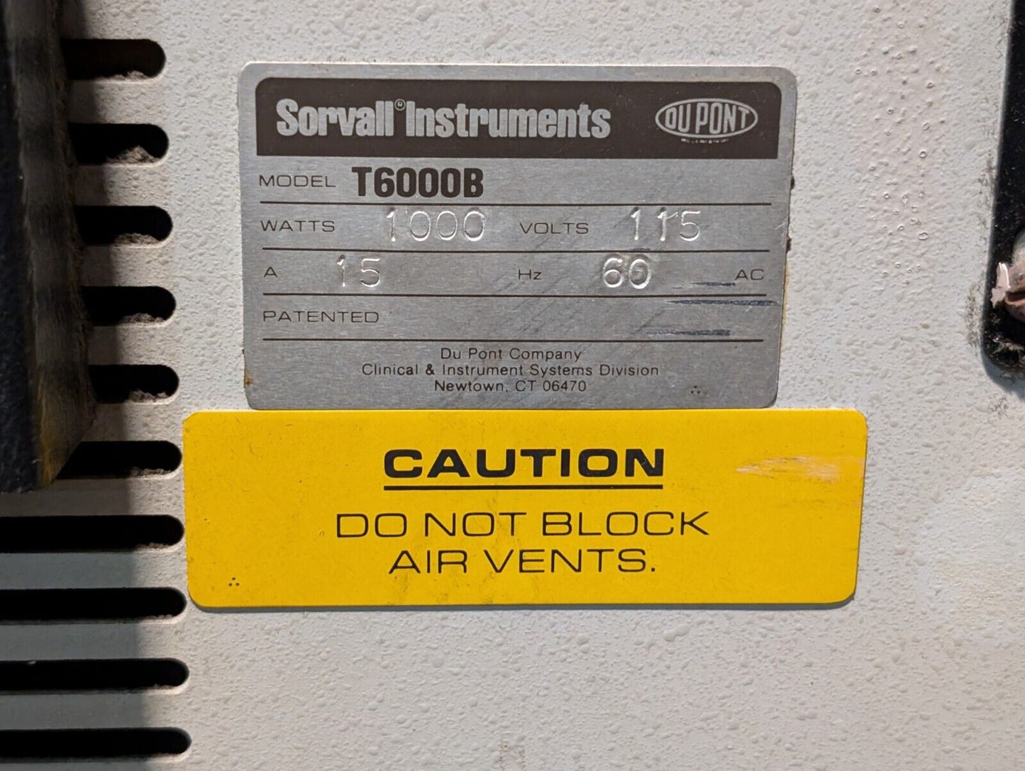 Sorvall T6000B Tabletop Centrifuge 6000RPM 1000W 115VAC 15A 60Hz