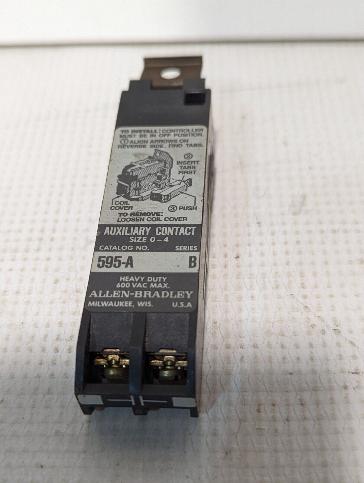 Allen Bradley 595-A Heavy Duty Size 0-4 Auxiliary Contact - Free Shipping