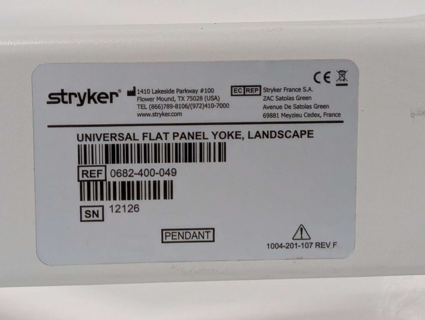 Stryker 0682-400-049 Universal Flat Panel Yoke Surgical Navigation System