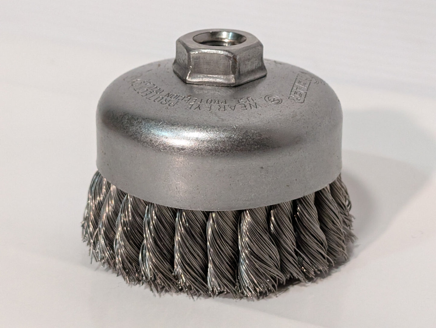 Weiler 12306 Single Row Wire Cup Brush, 4", .014 Wire, 5/8"-11 Nut, 10,200 RPM