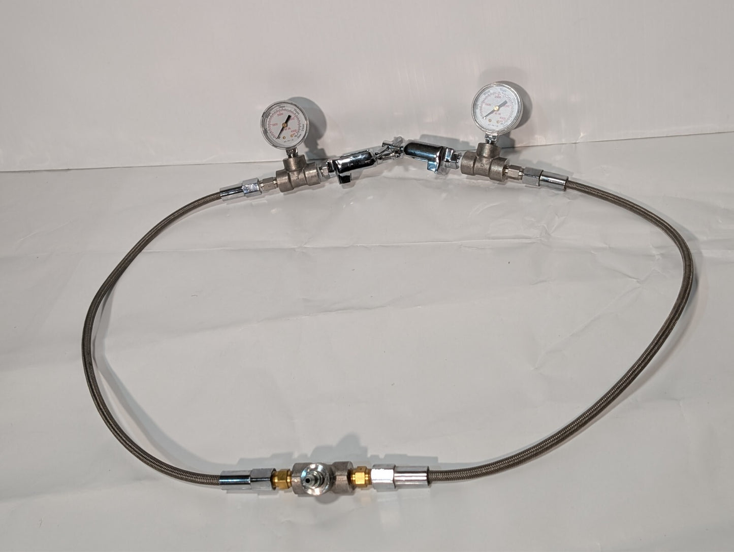 2 Western Medical MG-9W-1 Pressure Gauges on Metal Gas Pipe Cable