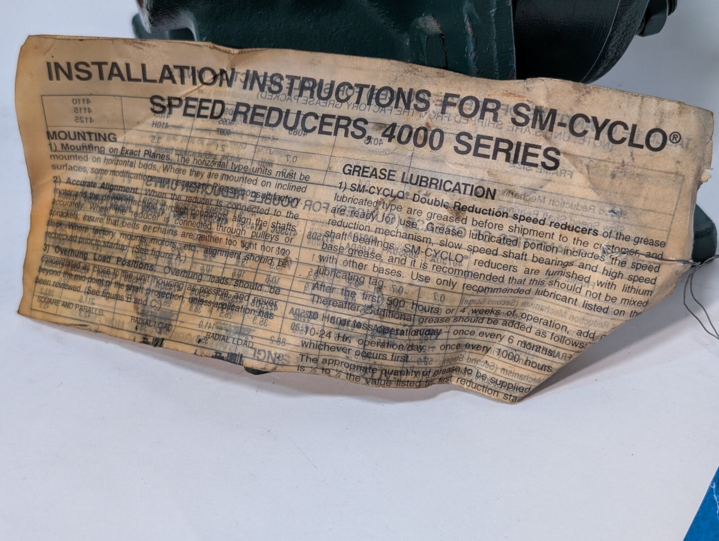 Sumimoto CNH4110Y-17 SM-CYCLO Speed Reducer, 1750rpm, SF 1.0, Torque 2720 IN-LB