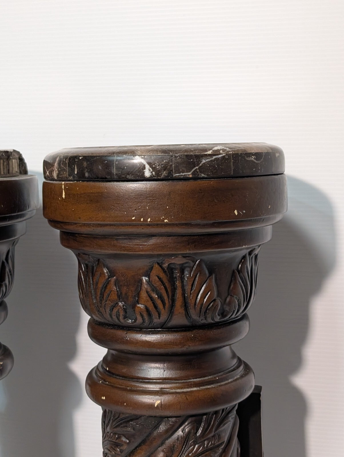 Vintage Pair of Carved Victorian Pedestals and Plant Stands