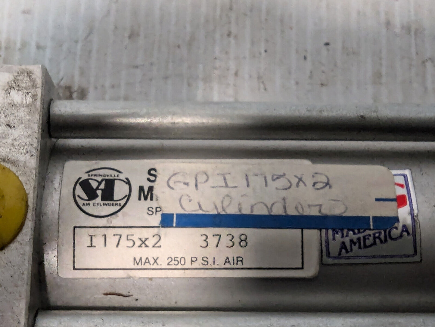 Springville I175x2 Air Cylinder 3738, 250 PSI, Made in USA, Free Shipping
