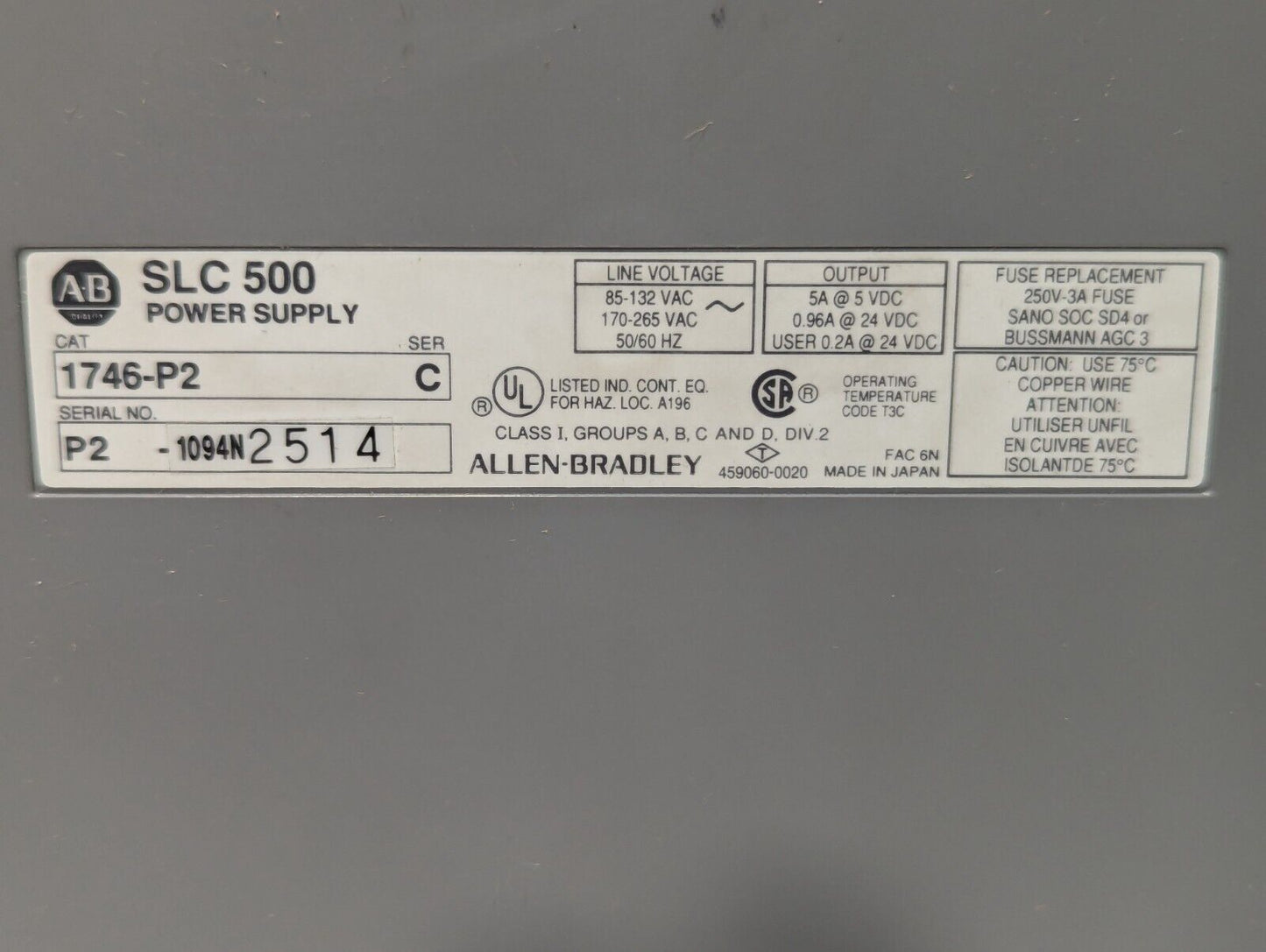 Allen Bradley 1746-A10 10-slot rack with 1746-P2 power supply+ - Free Shipping